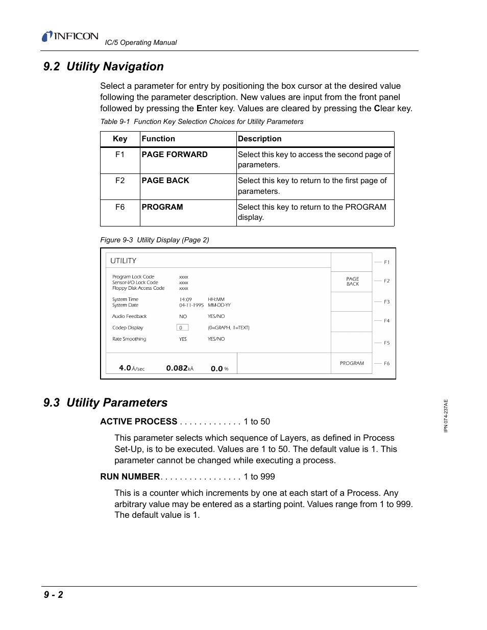 2 utility navigation, 3 utility parameters | INFICON IC/5 Thin Film Deposition Controller User Manual | Page 200 / 312