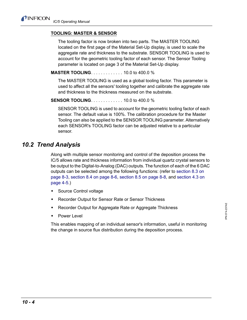 2 trend analysis | INFICON IC/5 Thin Film Deposition Controller User Manual | Page 210 / 312