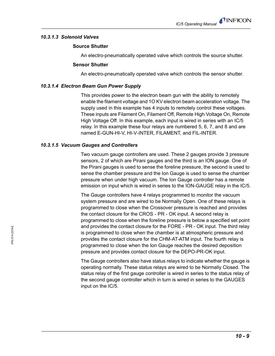 3 solenoid valves, 4 electron beam gun power supply, 5 vacuum gauges and controllers | INFICON IC/5 Thin Film Deposition Controller User Manual | Page 215 / 312