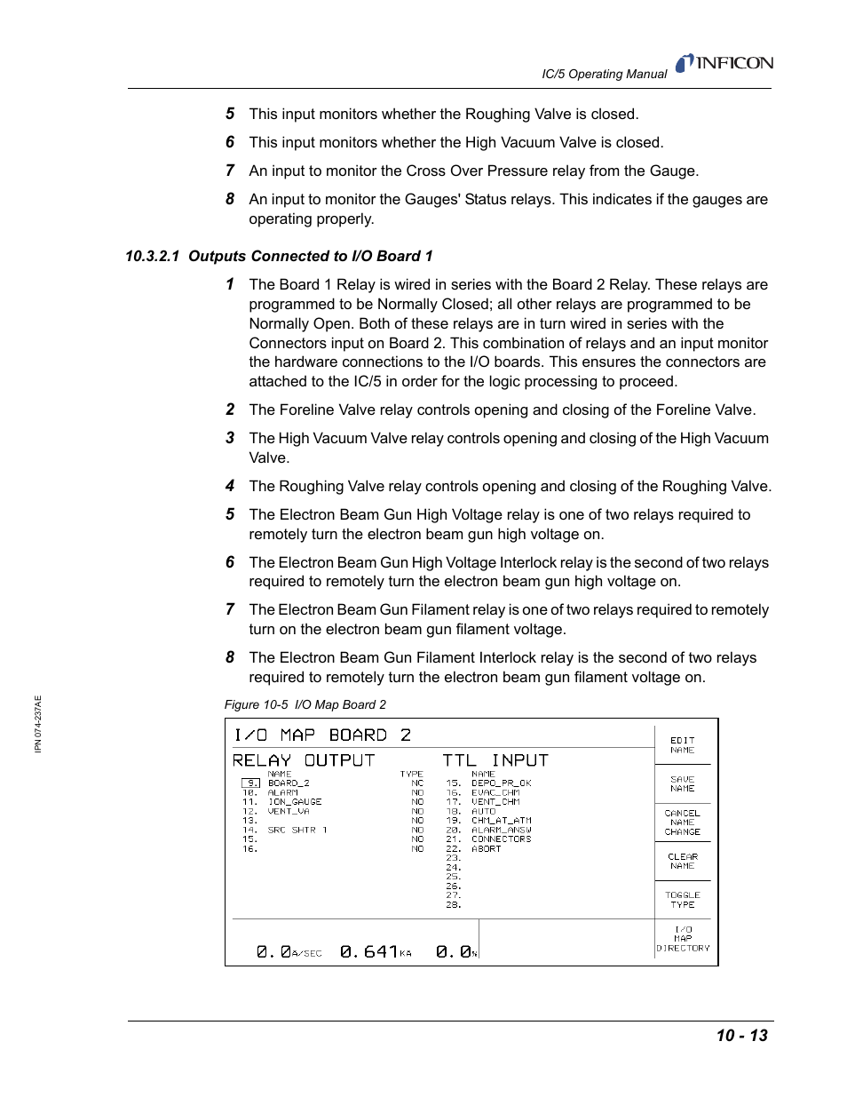 1 outputs connected to i/o board 1 | INFICON IC/5 Thin Film Deposition Controller User Manual | Page 219 / 312