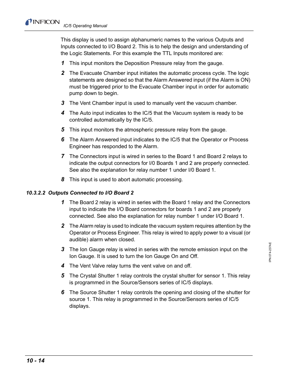 2 outputs connected to i/o board 2 | INFICON IC/5 Thin Film Deposition Controller User Manual | Page 220 / 312