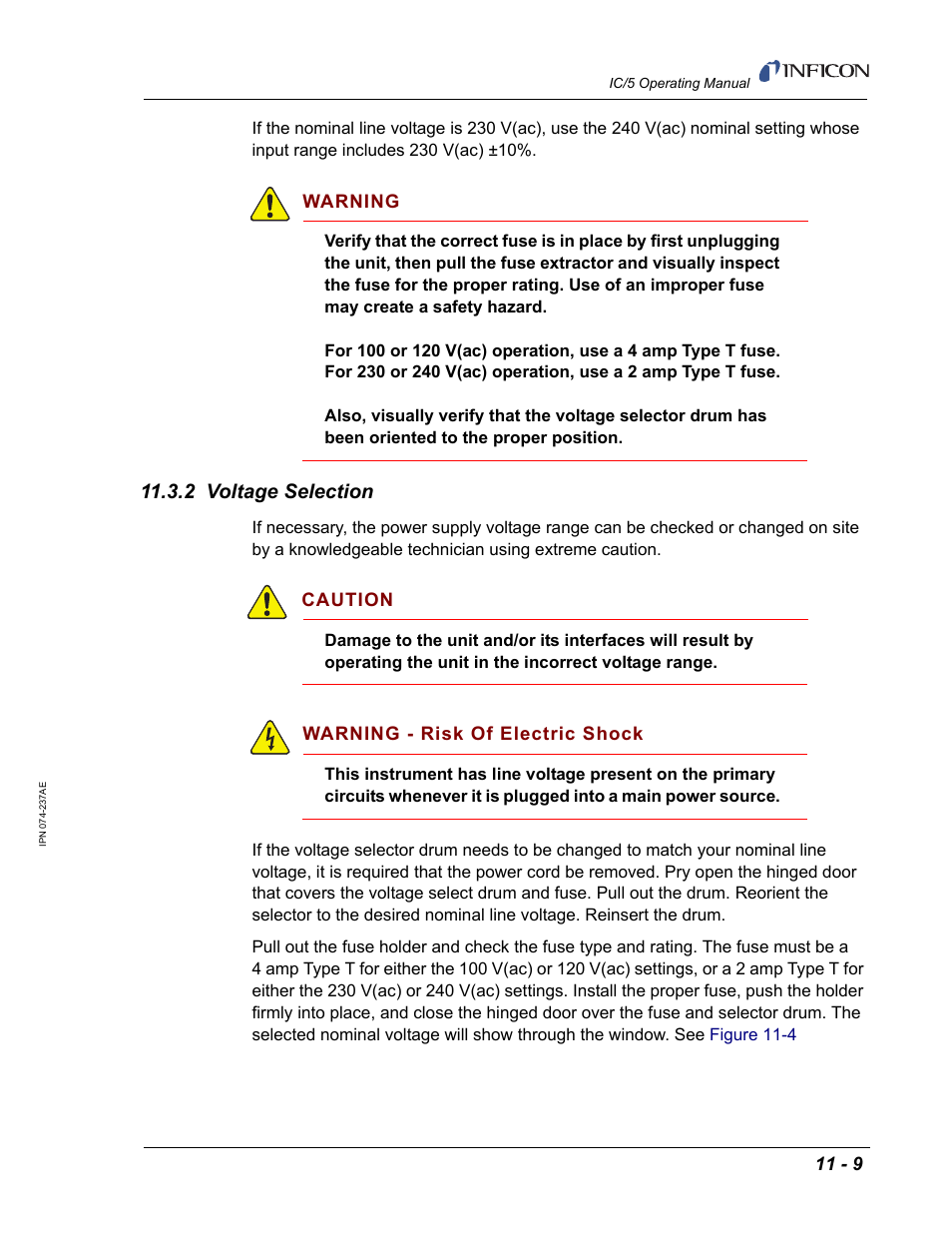 2 voltage selection | INFICON IC/5 Thin Film Deposition Controller User Manual | Page 241 / 312