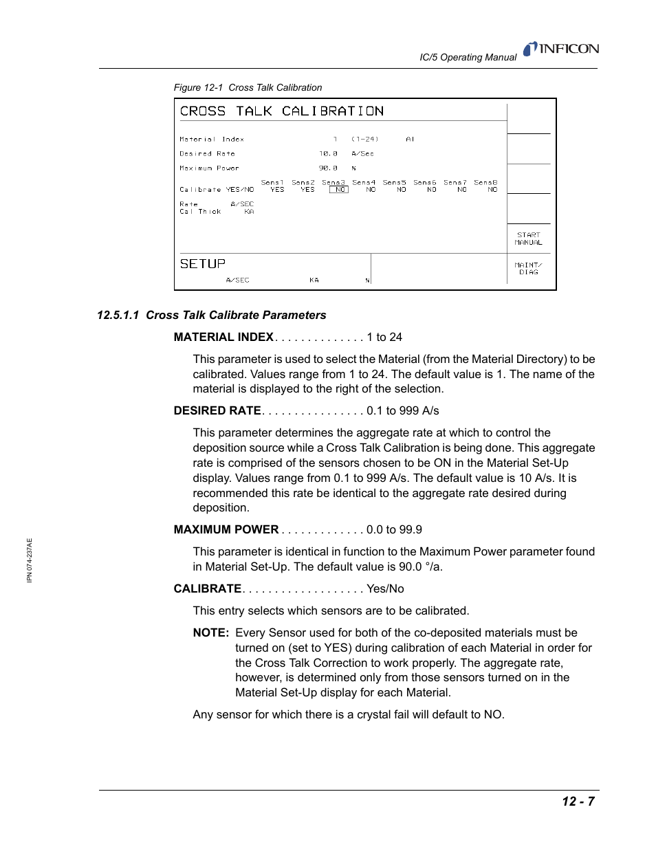 1 cross talk calibrate parameters, Figure 12-1 | INFICON IC/5 Thin Film Deposition Controller User Manual | Page 253 / 312
