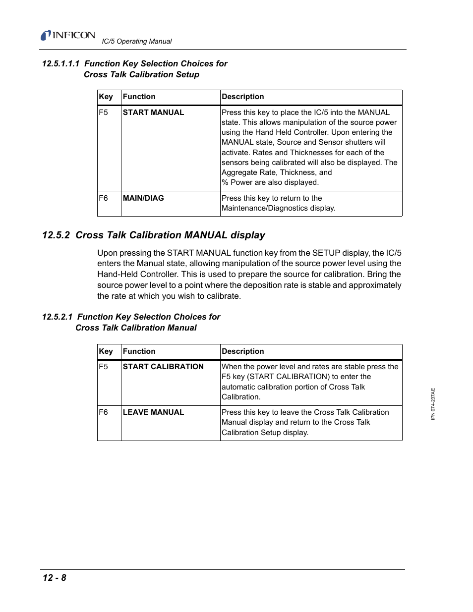 2 cross talk calibration manual display | INFICON IC/5 Thin Film Deposition Controller User Manual | Page 254 / 312