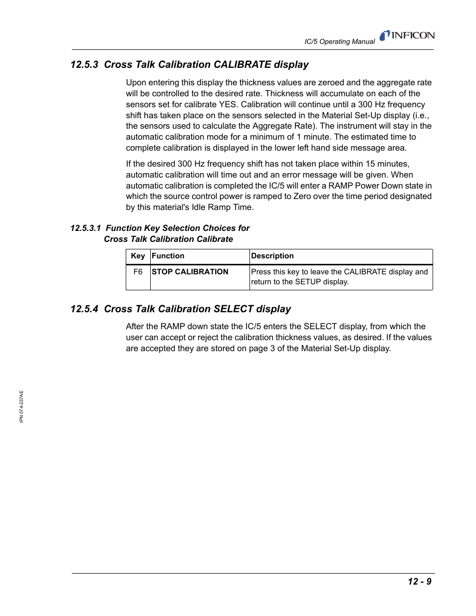 3 cross talk calibration calibrate display, 4 cross talk calibration select display | INFICON IC/5 Thin Film Deposition Controller User Manual | Page 255 / 312