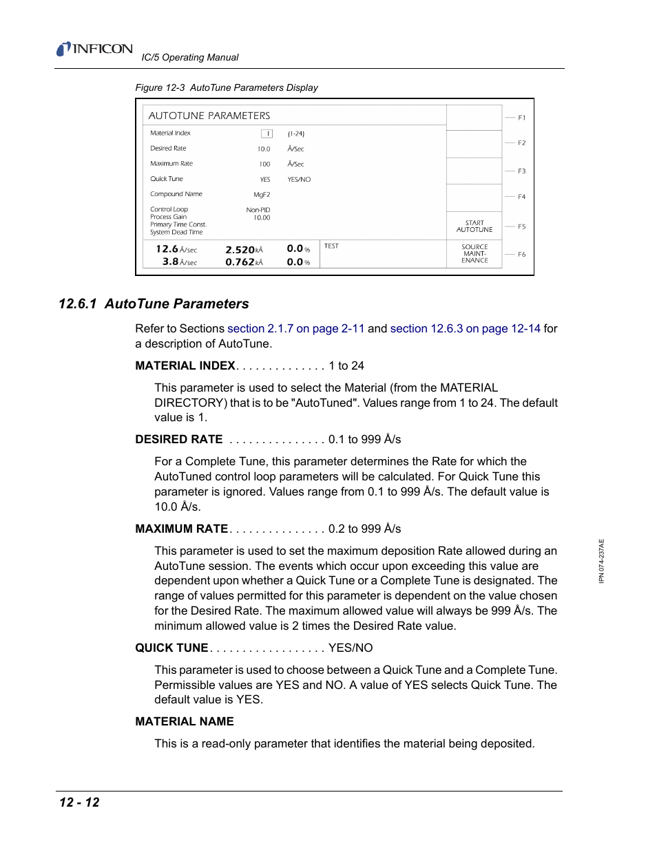 1 autotune parameters | INFICON IC/5 Thin Film Deposition Controller User Manual | Page 258 / 312