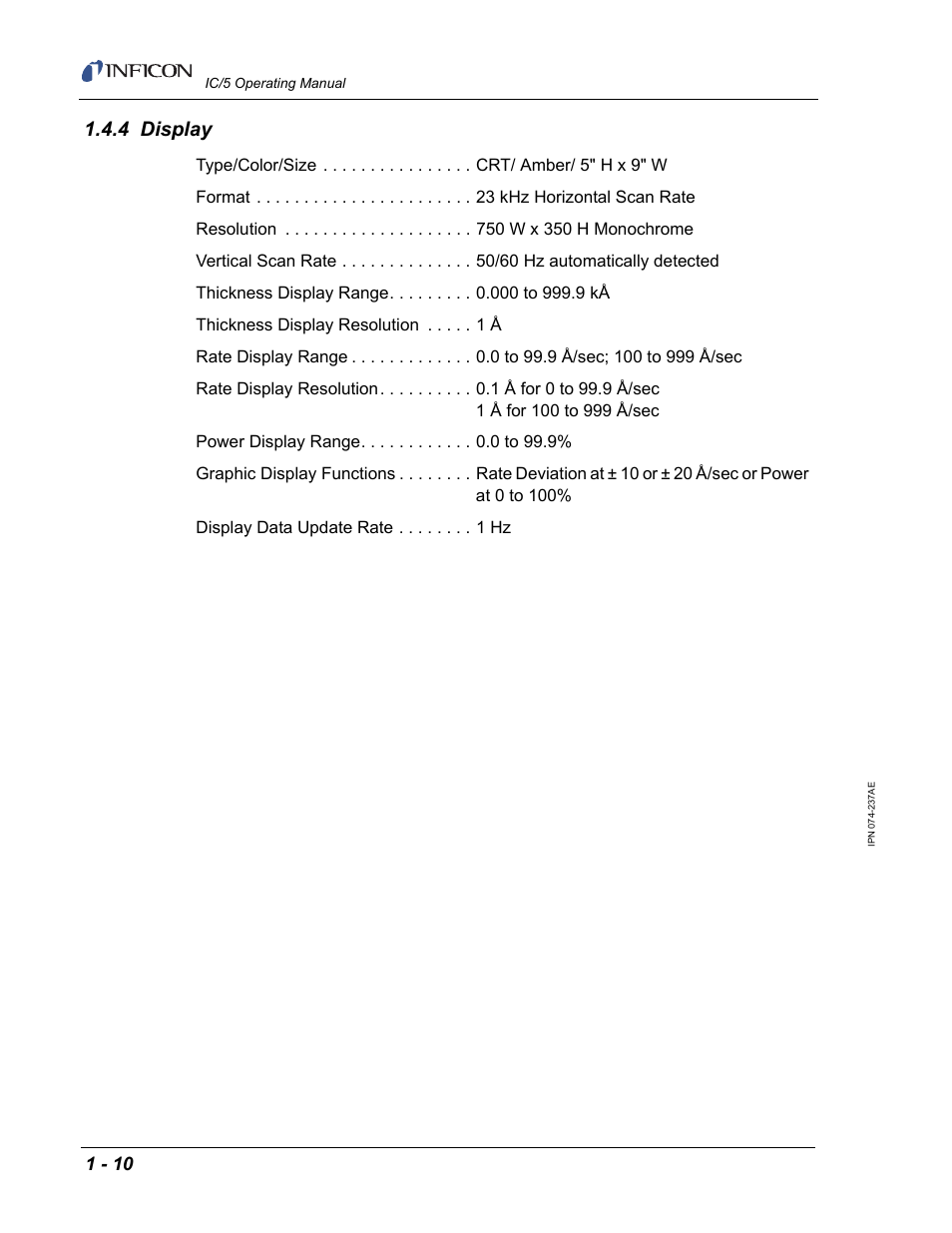 4 display | INFICON IC/5 Thin Film Deposition Controller User Manual | Page 26 / 312