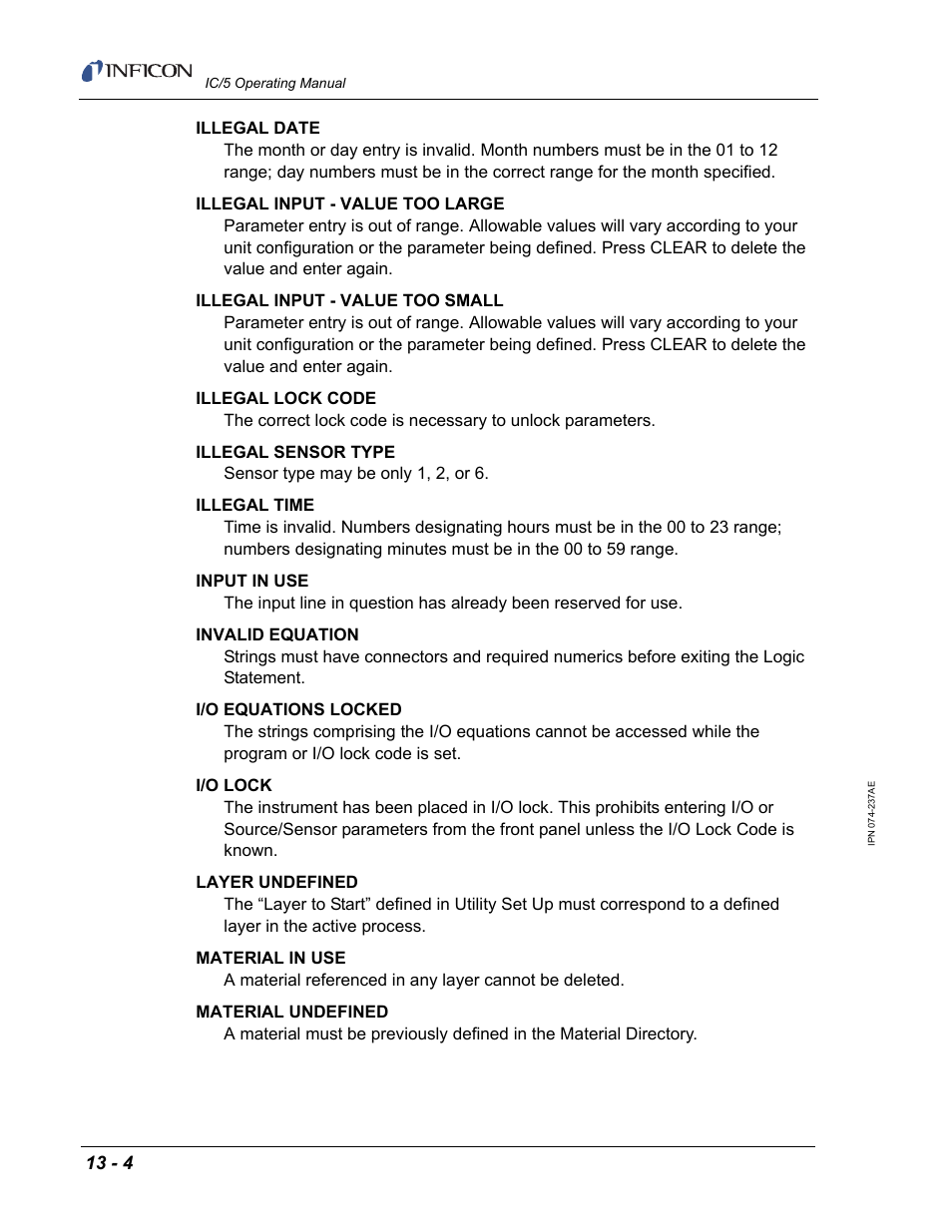 INFICON IC/5 Thin Film Deposition Controller User Manual | Page 268 / 312