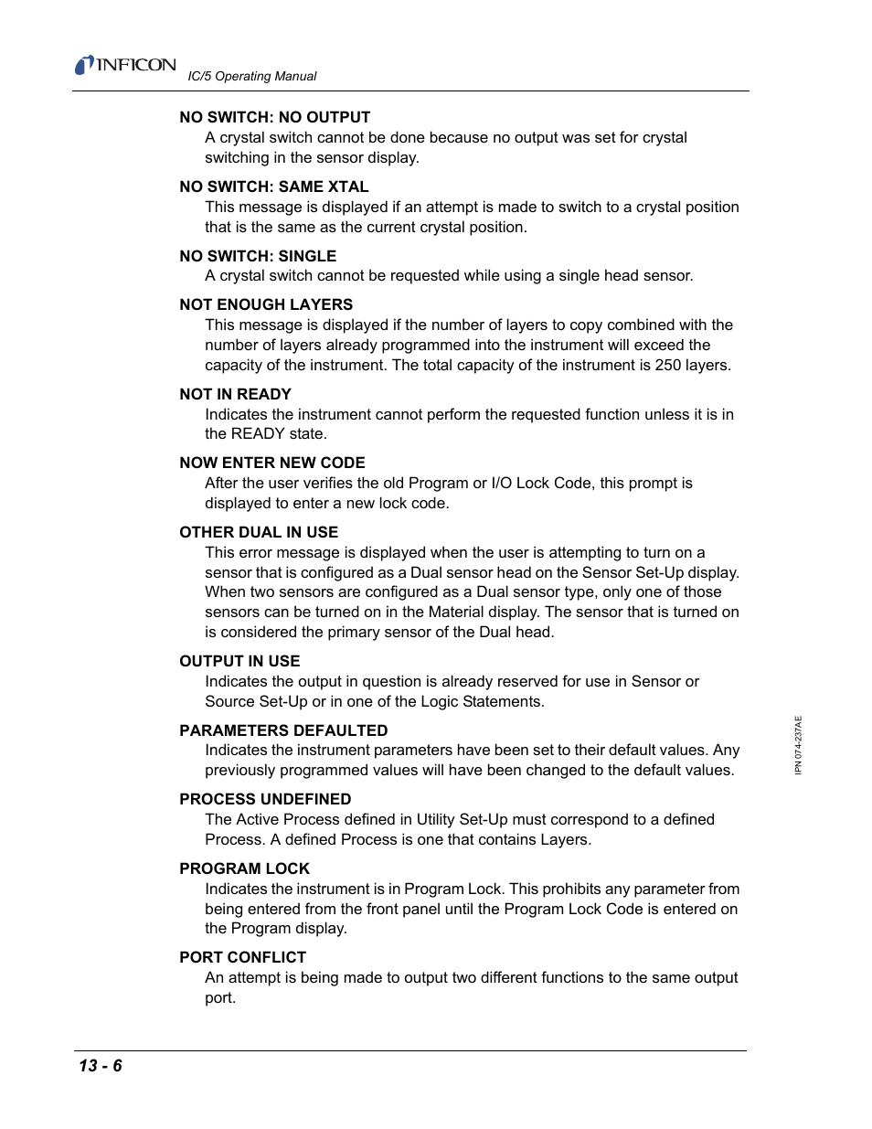 INFICON IC/5 Thin Film Deposition Controller User Manual | Page 270 / 312