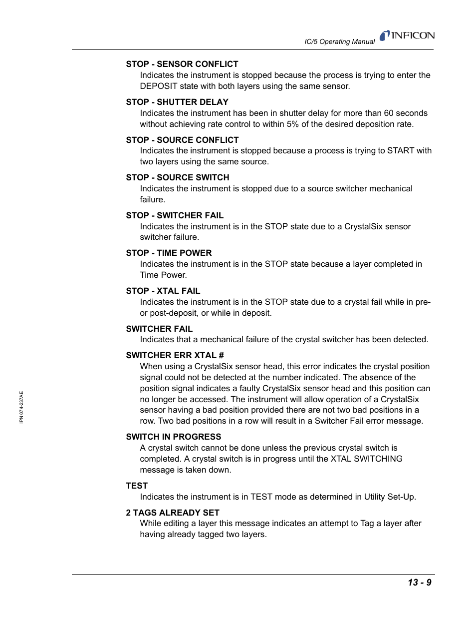 INFICON IC/5 Thin Film Deposition Controller User Manual | Page 273 / 312