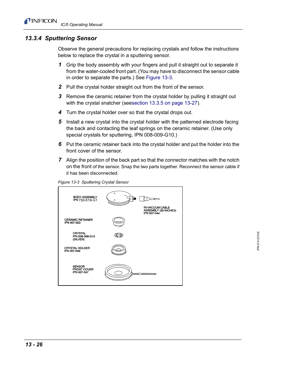 4 sputtering sensor | INFICON IC/5 Thin Film Deposition Controller User Manual | Page 290 / 312