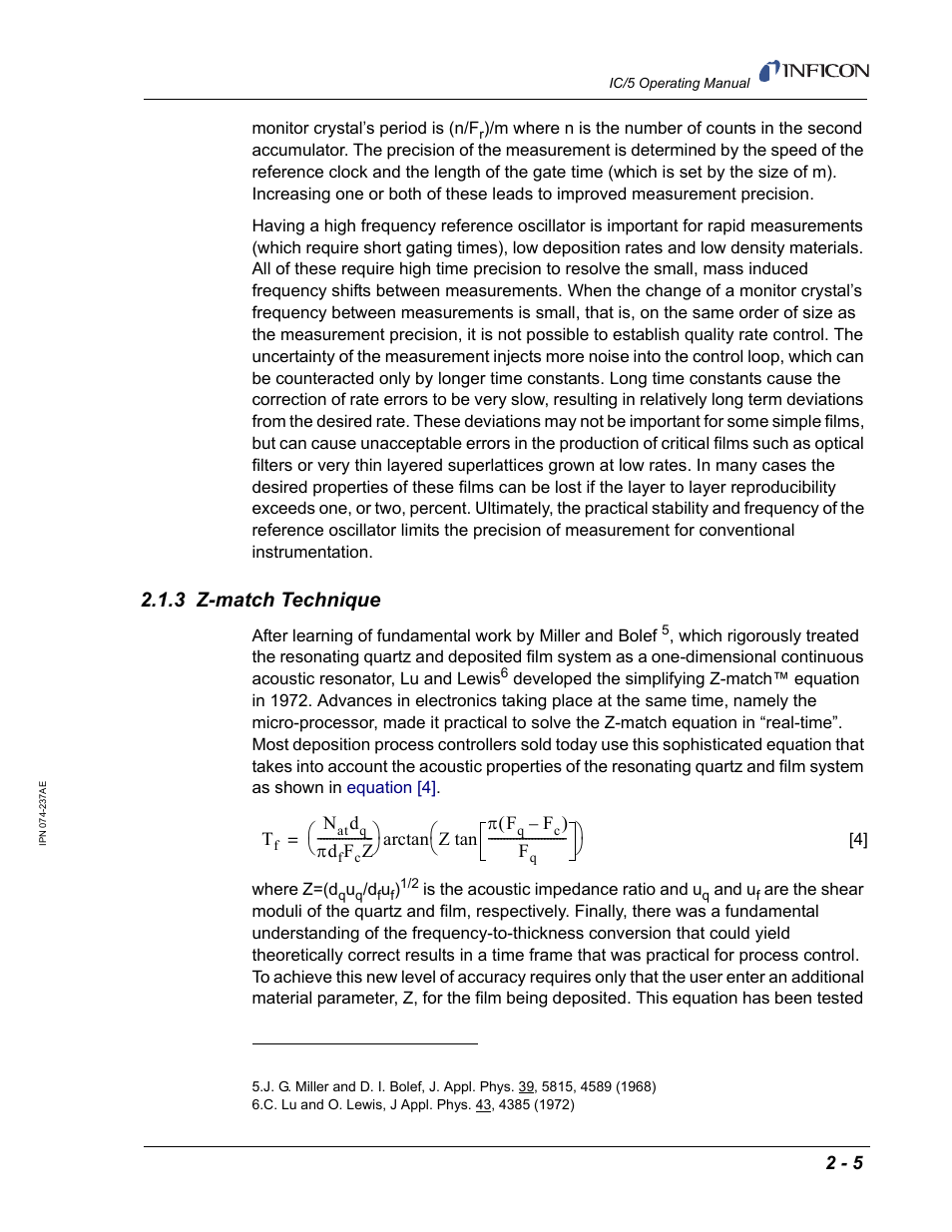 3 z-match technique | INFICON IC/5 Thin Film Deposition Controller User Manual | Page 41 / 312