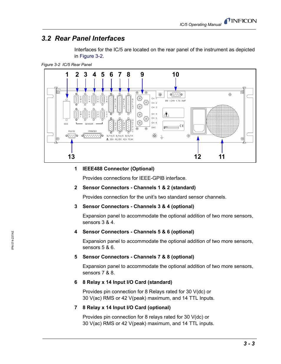 2 rear panel interfaces | INFICON IC/5 Thin Film Deposition Controller User Manual | Page 55 / 312