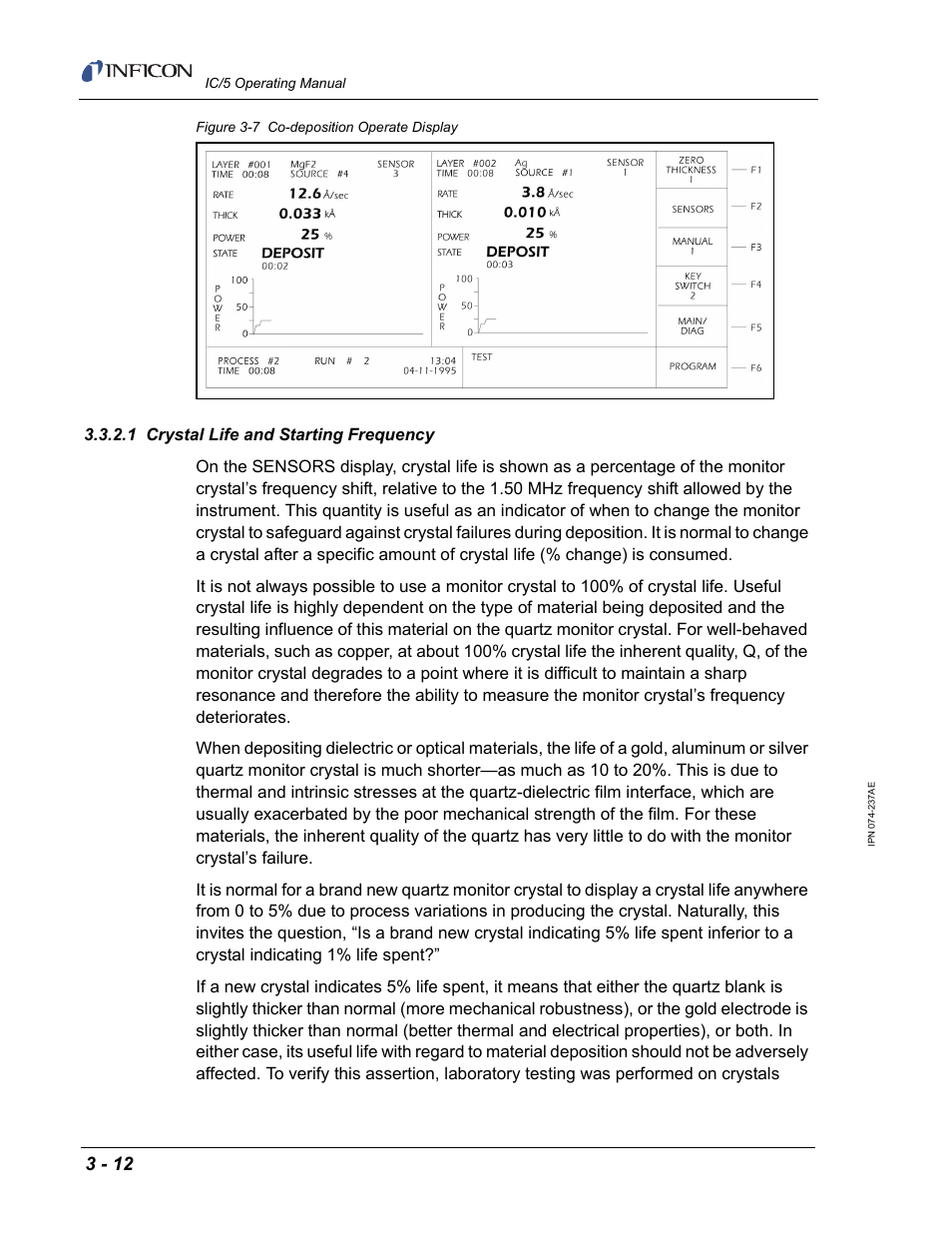 1 crystal life and starting frequency, Figure 3-7 | INFICON IC/5 Thin Film Deposition Controller User Manual | Page 64 / 312