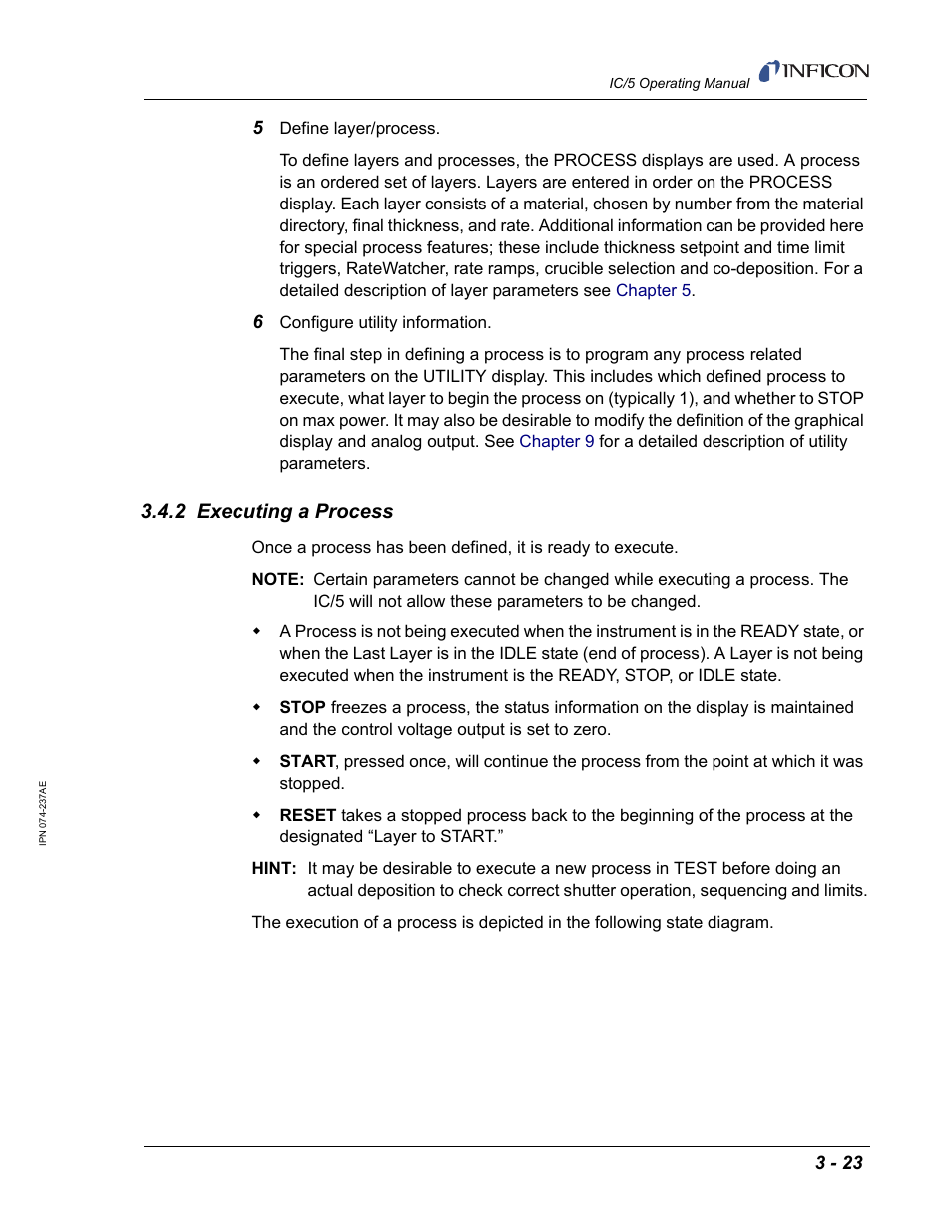 2 executing a process | INFICON IC/5 Thin Film Deposition Controller User Manual | Page 75 / 312