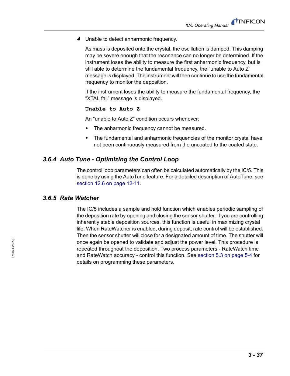 4 auto tune - optimizing the control loop, 5 rate watcher | INFICON IC/5 Thin Film Deposition Controller User Manual | Page 89 / 312