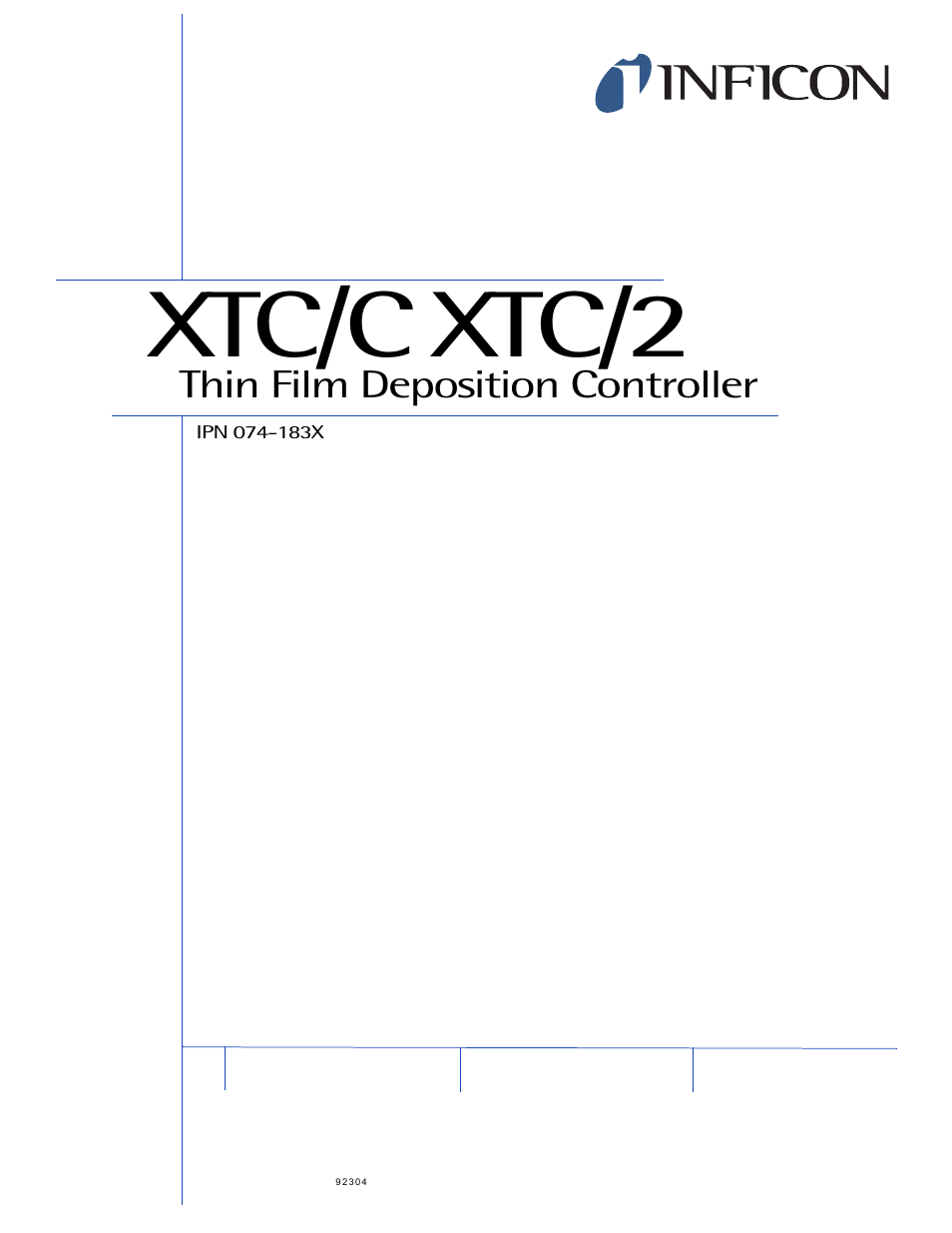 Xtc/c xtc/2, Thin film deposition controller | INFICON XTC/C Thin Film Deposition Controller User Manual | Page 3 / 186