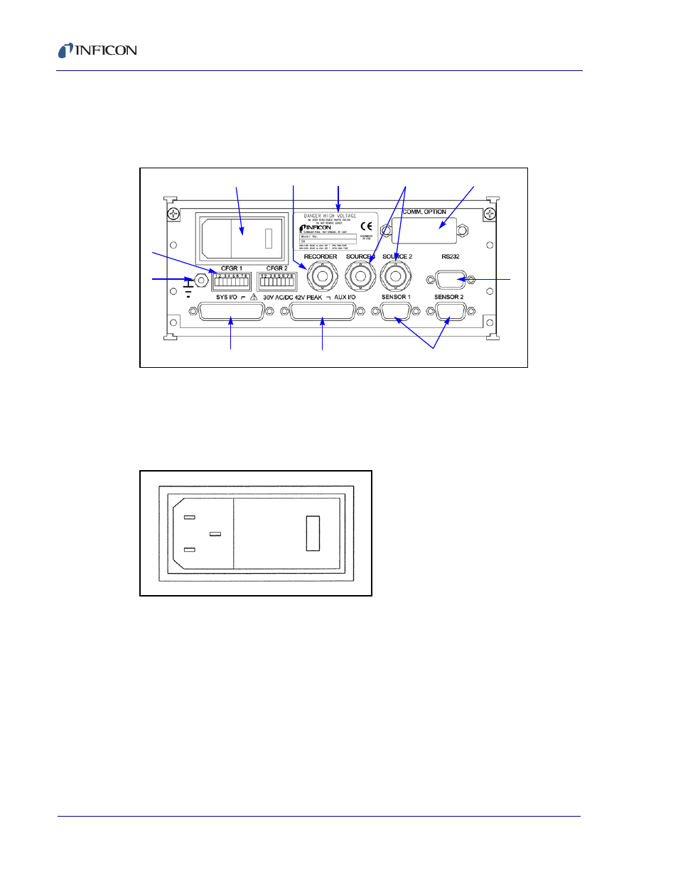 6 rear panel description, 1 power module | INFICON XTC/C Thin Film Deposition Controller User Manual | Page 46 / 186