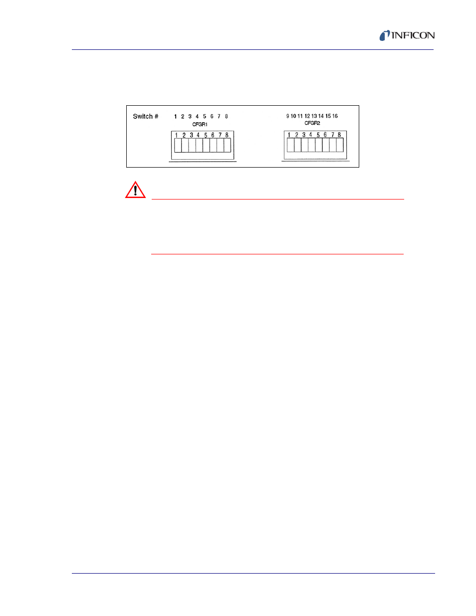 2 configuration switches 1 & 2, Section 2.5.2, Caution | INFICON XTM/2 Thin Film Deposition Monitor User Manual | Page 41 / 140