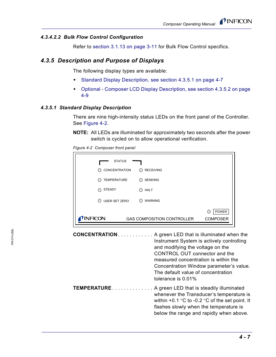 2 bulk flow control configuration, 5 description and purpose of displays, 1 standard display description | INFICON Composer Gas Concentration Controller User Manual | Page 103 / 206