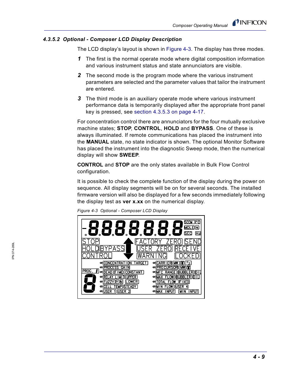 2 optional - composer lcd display description | INFICON Composer Gas Concentration Controller User Manual | Page 105 / 206