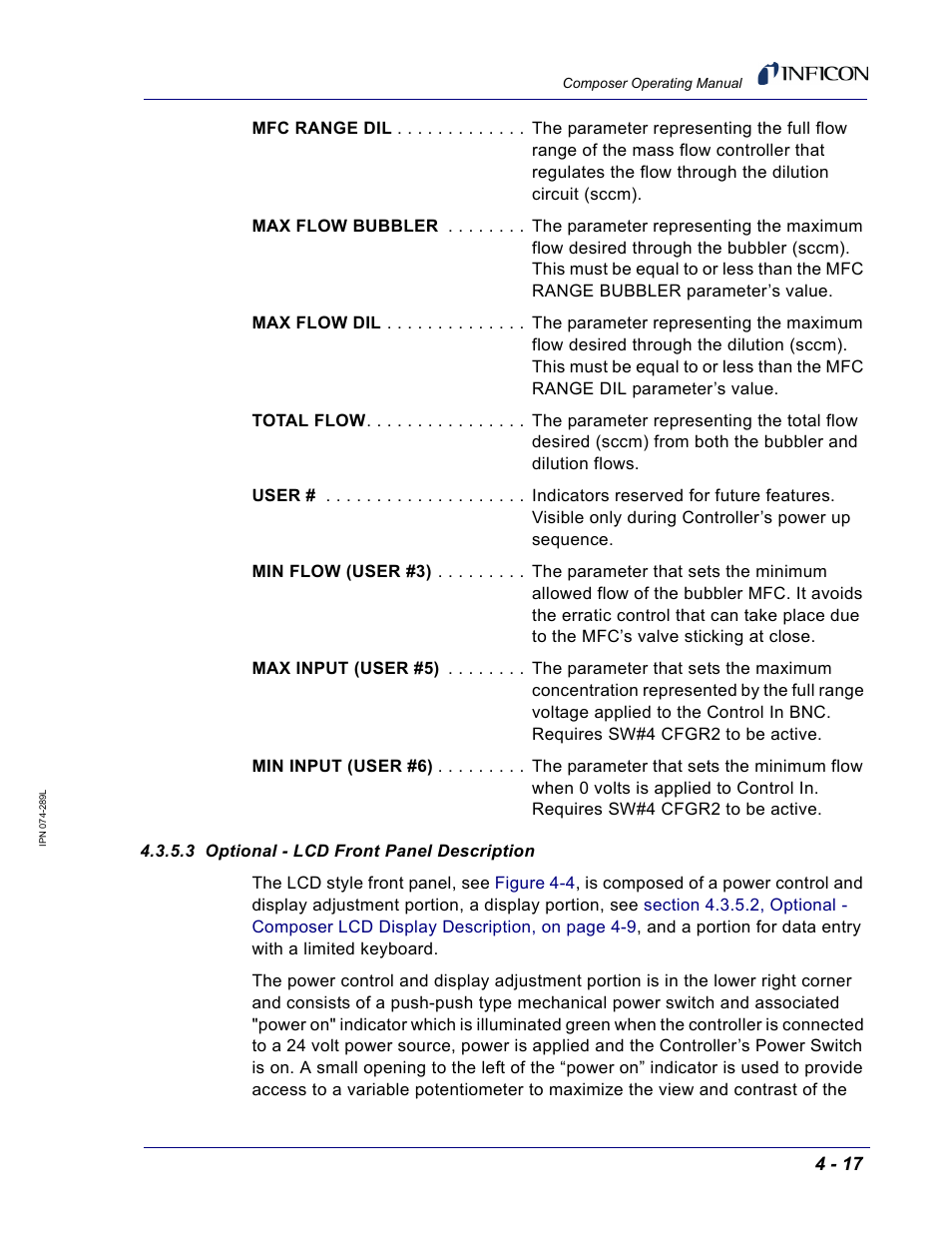 3 optional - lcd front panel description | INFICON Composer Gas Concentration Controller User Manual | Page 113 / 206