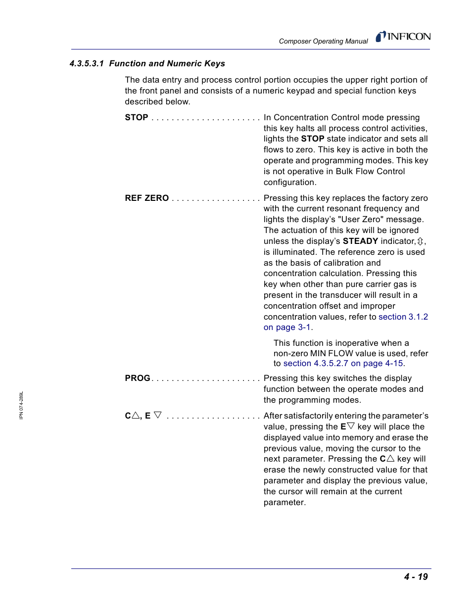 1 function and numeric keys | INFICON Composer Gas Concentration Controller User Manual | Page 115 / 206