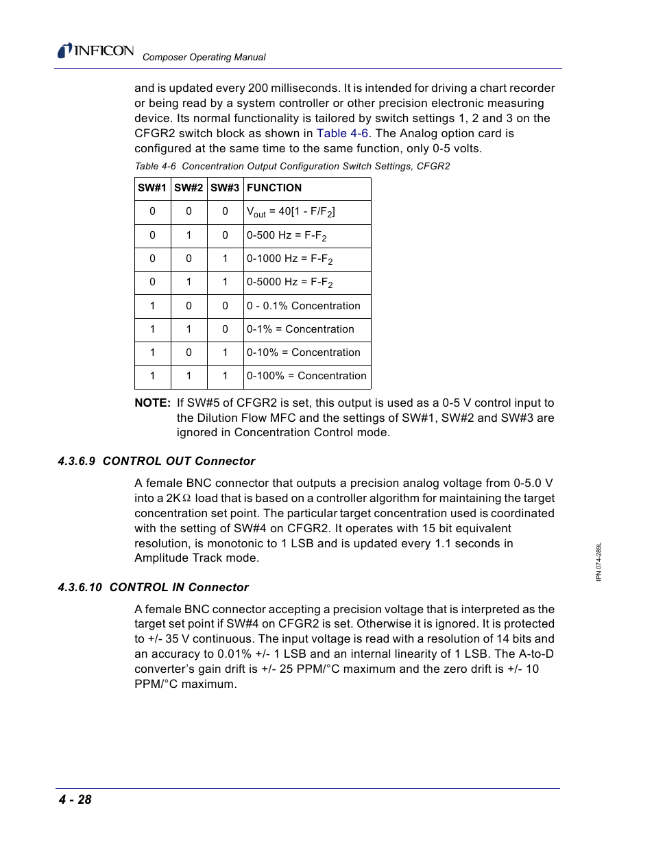 9 control out connector, 10 control in connector, Section | INFICON Composer Gas Concentration Controller User Manual | Page 124 / 206