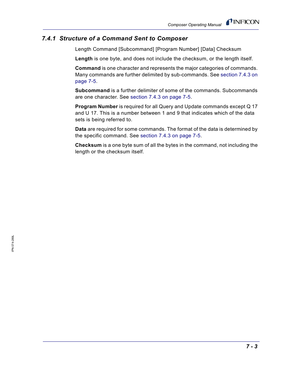 1 structure of a command sent to composer | INFICON Composer Gas Concentration Controller User Manual | Page 145 / 206