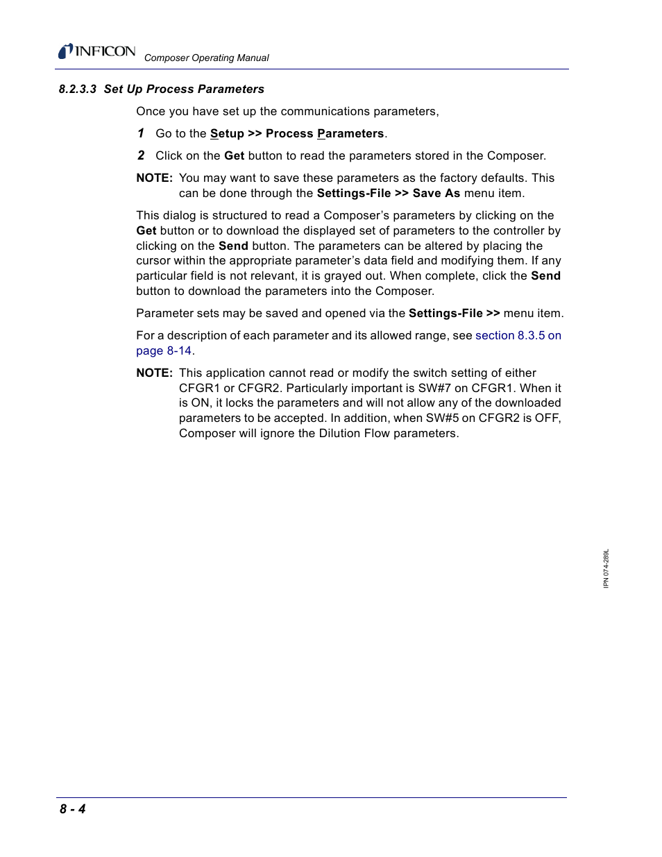 3 set up process parameters | INFICON Composer Gas Concentration Controller User Manual | Page 158 / 206