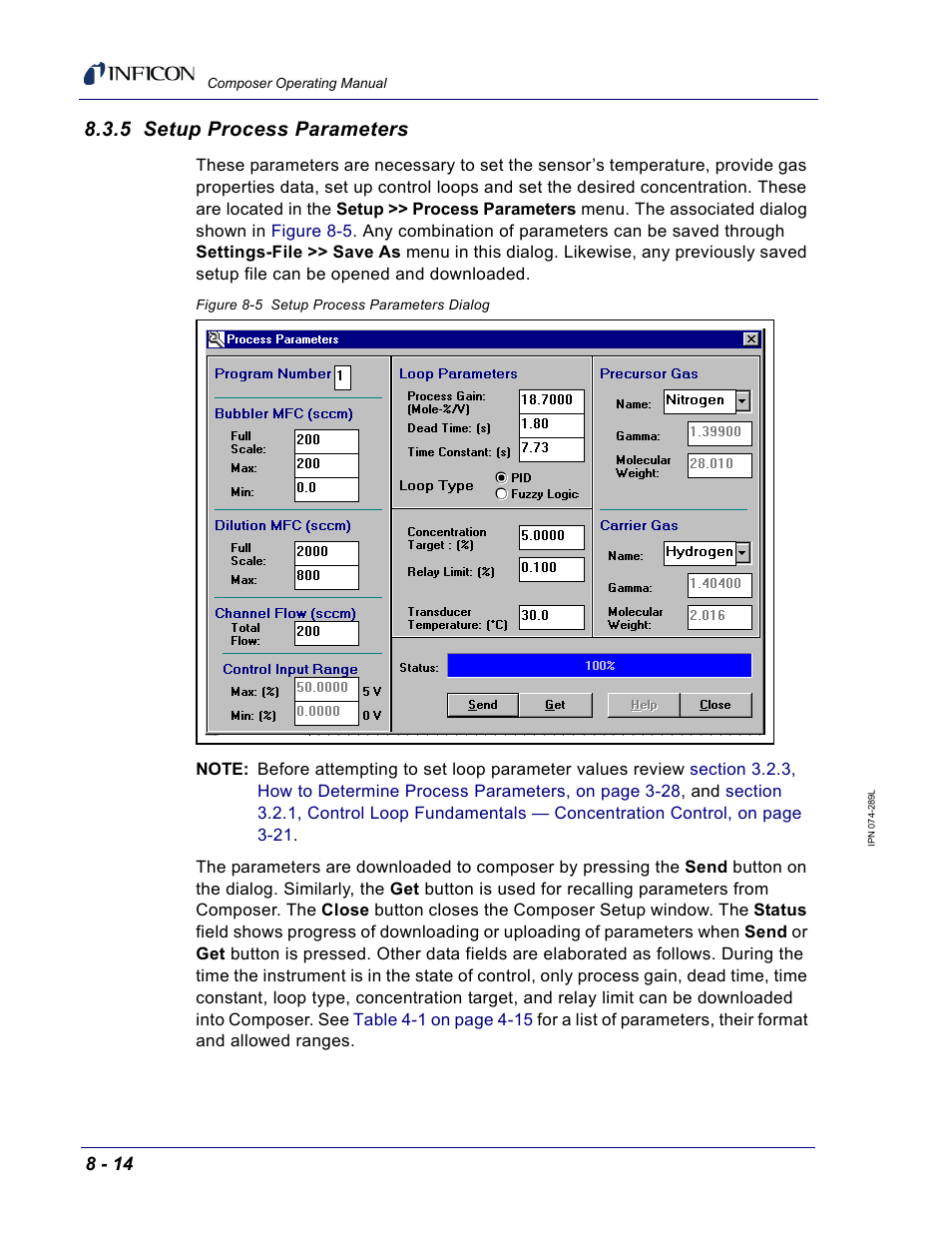 5 setup process parameters, Section 8.3.5 | INFICON Composer Gas Concentration Controller User Manual | Page 168 / 206