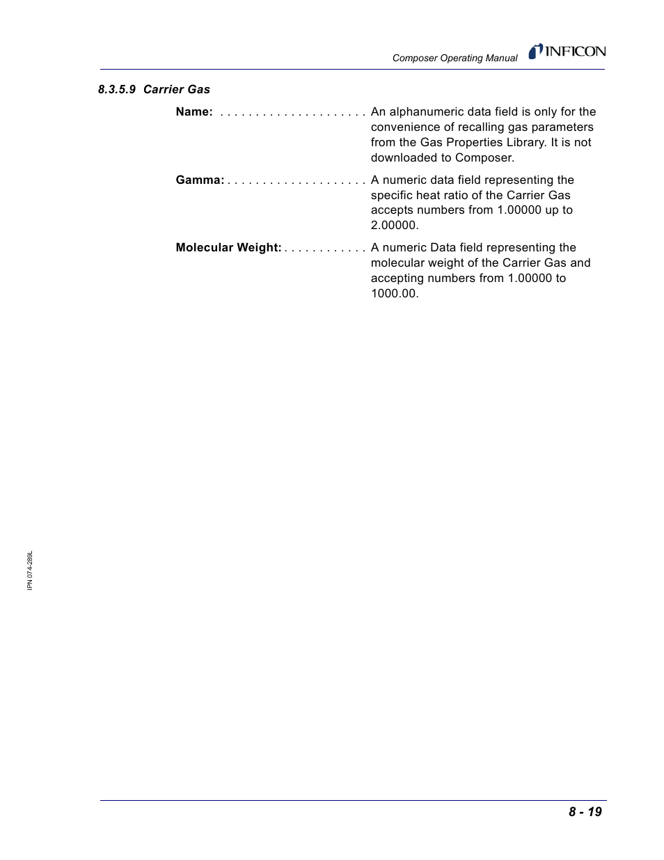 9 carrier gas | INFICON Composer Gas Concentration Controller User Manual | Page 173 / 206