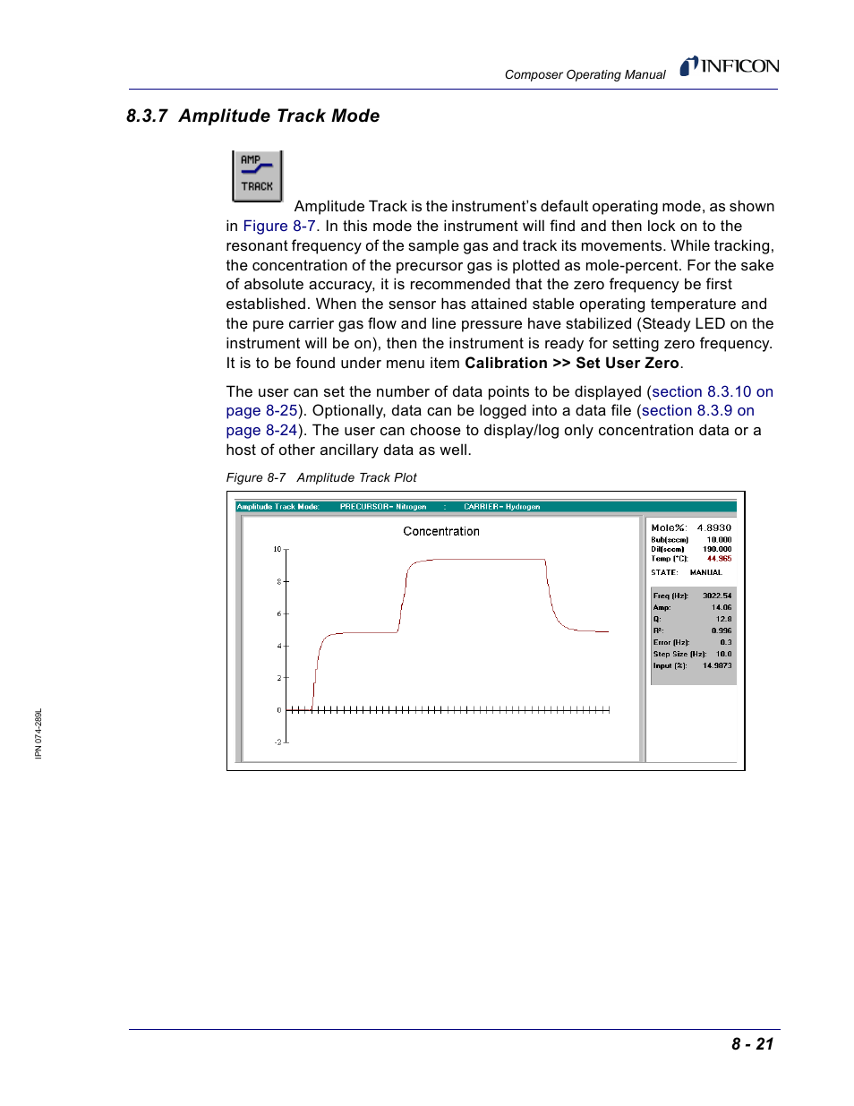 7 amplitude track mode, S. refer to, Section | INFICON Composer Gas Concentration Controller User Manual | Page 175 / 206