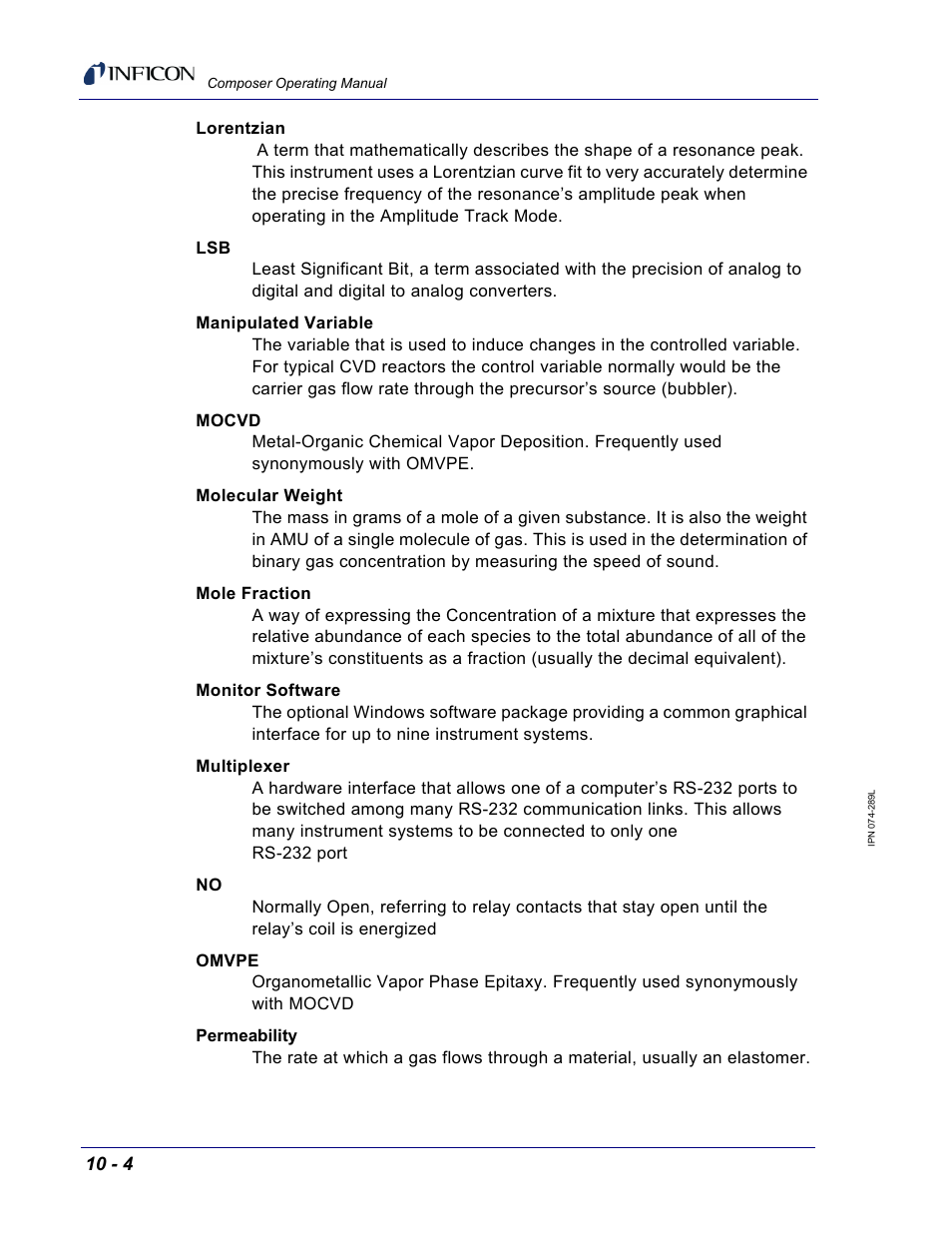 INFICON Composer Gas Concentration Controller User Manual | Page 190 / 206