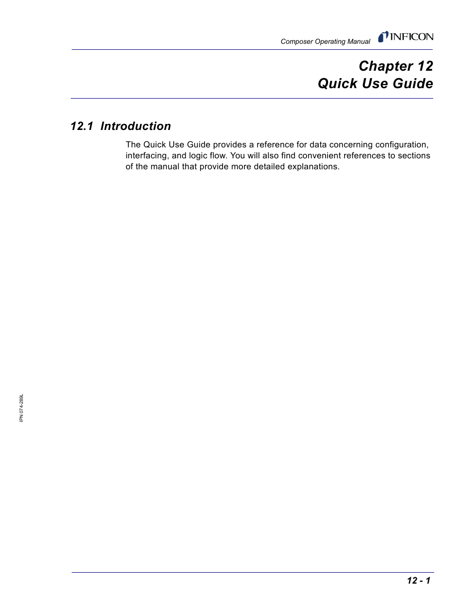 Chapter 12 quick use guide, 1 introduction, Chapter 12 | Quick use guide | INFICON Composer Gas Concentration Controller User Manual | Page 197 / 206