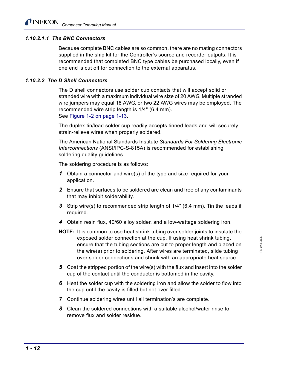 1 the bnc connectors, 2 the d shell connectors | INFICON Composer Gas Concentration Controller User Manual | Page 30 / 206