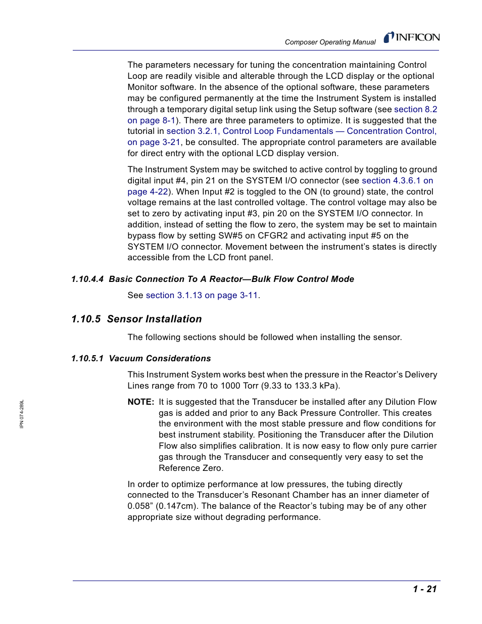 5 sensor installation, 1 vacuum considerations | INFICON Composer Gas Concentration Controller User Manual | Page 39 / 206