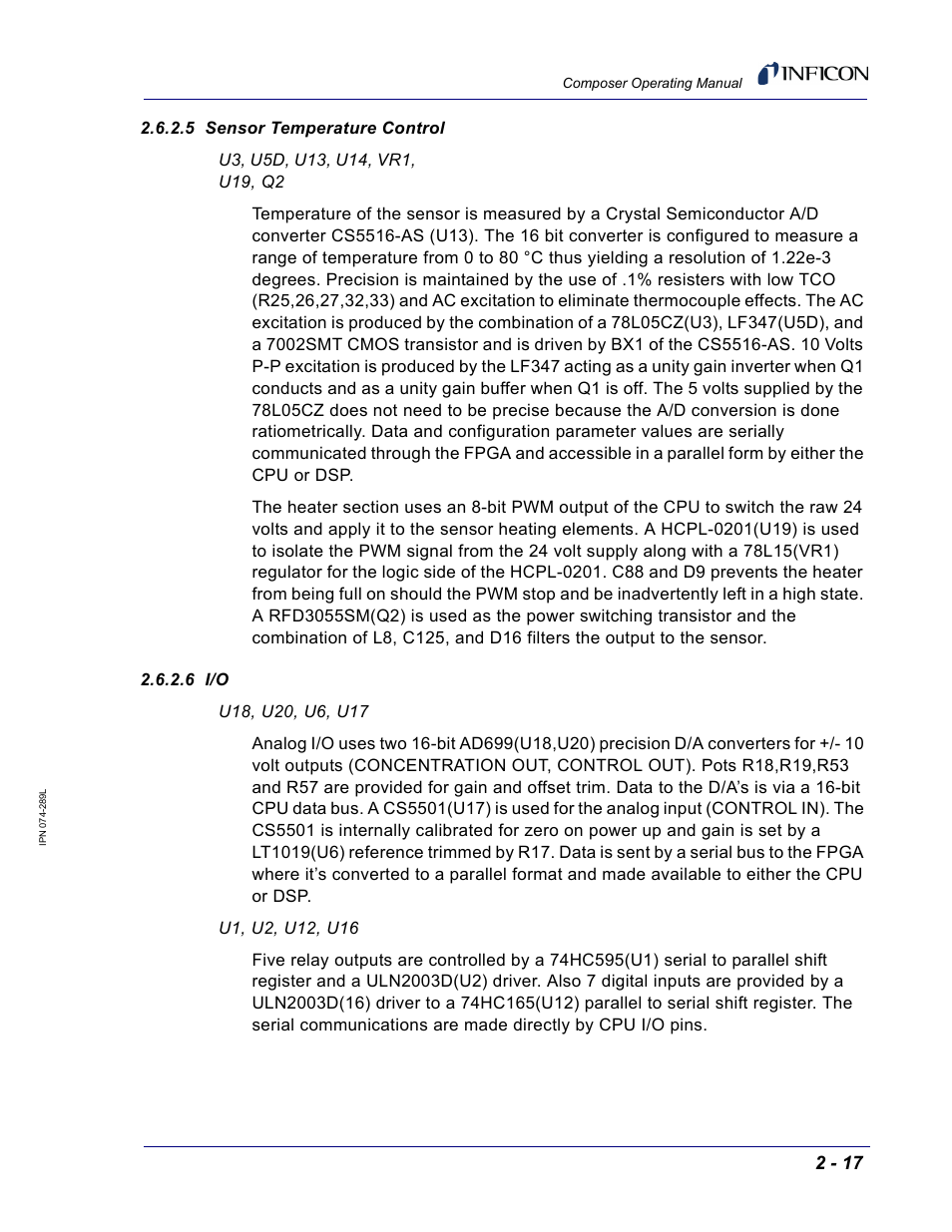 5 sensor temperature control, 6 i/o | INFICON Composer Gas Concentration Controller User Manual | Page 59 / 206