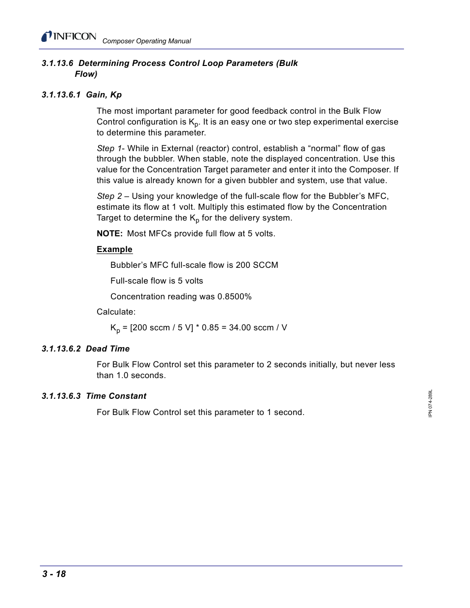 1 gain, kp, 2 dead time, 3 time constant | Section | INFICON Composer Gas Concentration Controller User Manual | Page 80 / 206