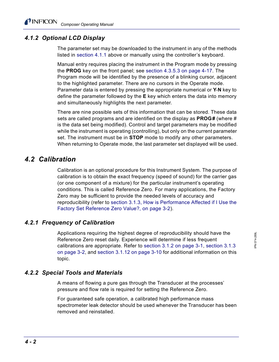 2 optional lcd display, 2 calibration, 1 frequency of calibration | 2 special tools and materials | INFICON Composer Gas Concentration Controller User Manual | Page 98 / 206