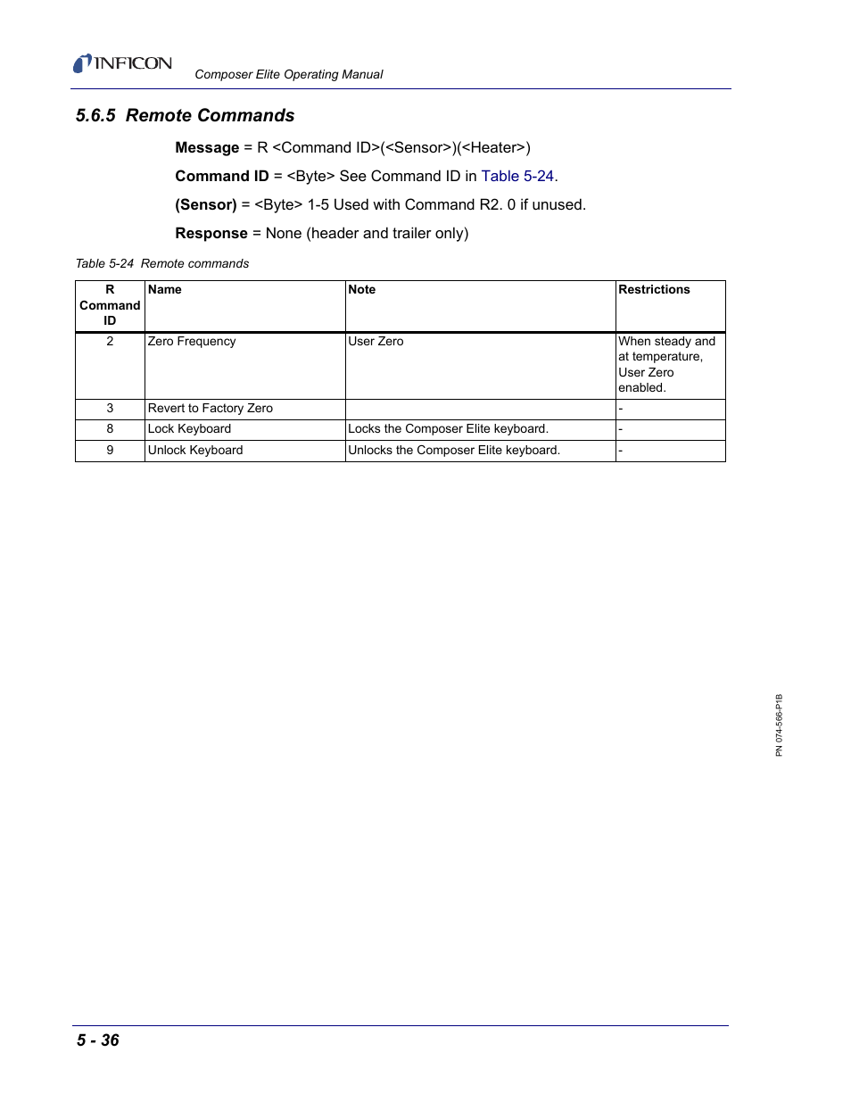 5 remote commands | INFICON Composer Elite Gas Concentration Monitor User Manual | Page 102 / 152