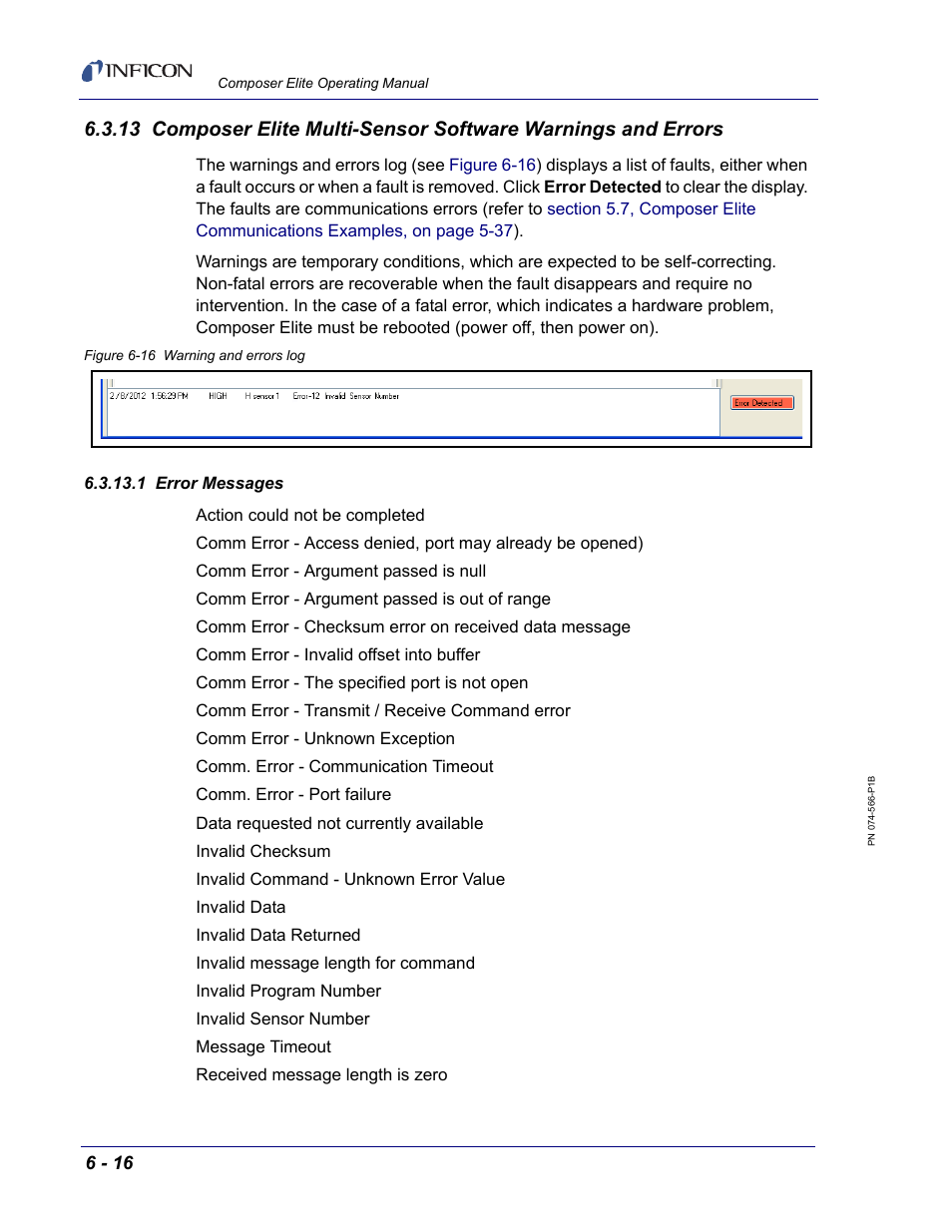 1 error messages | INFICON Composer Elite Gas Concentration Monitor User Manual | Page 122 / 152