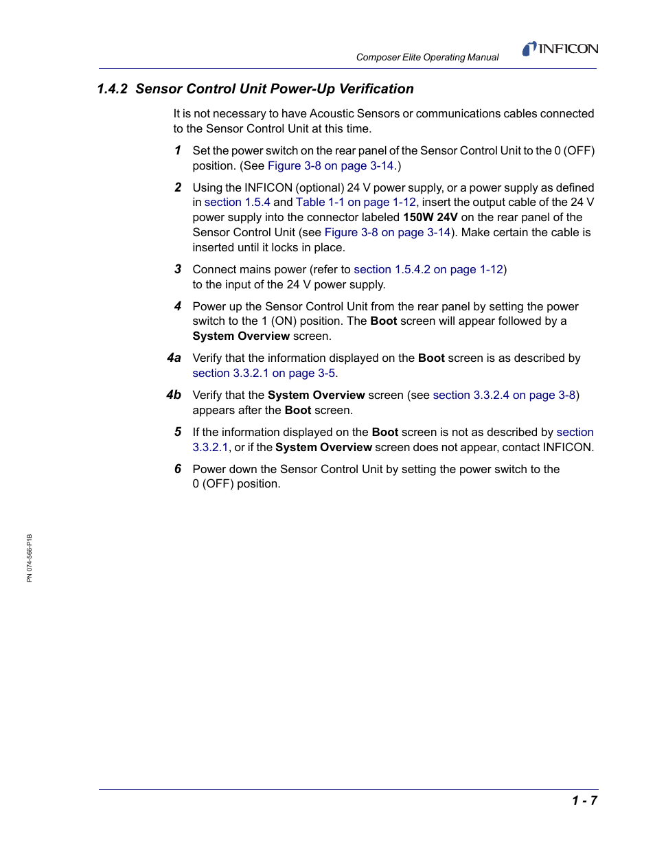 2 sensor control unit power-up verification, L unit. (see, Section 1.4.2 | INFICON Composer Elite Gas Concentration Monitor User Manual | Page 21 / 152