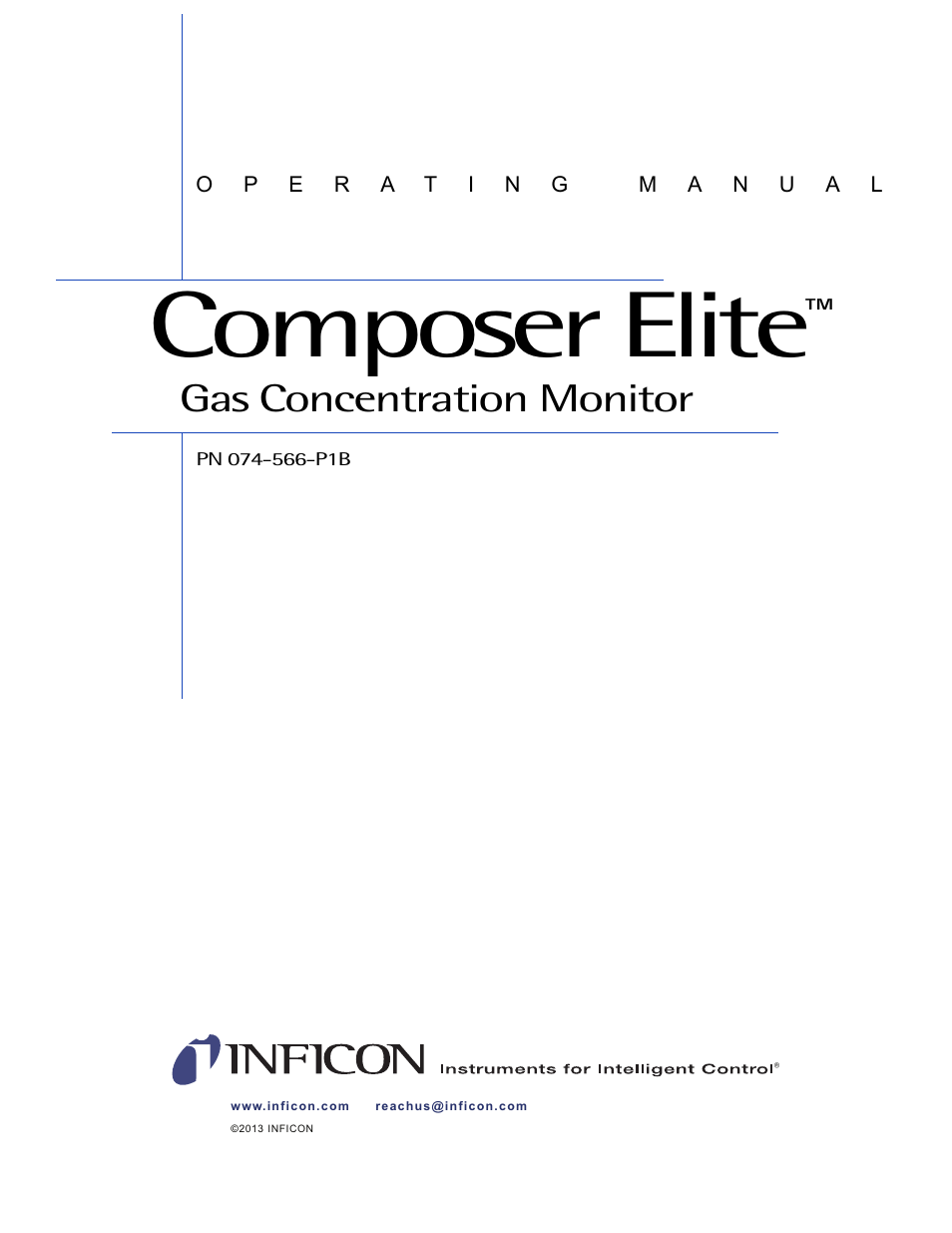 Composer elite, Gas concentration monitor | INFICON Composer Elite Gas Concentration Monitor User Manual | Page 3 / 152