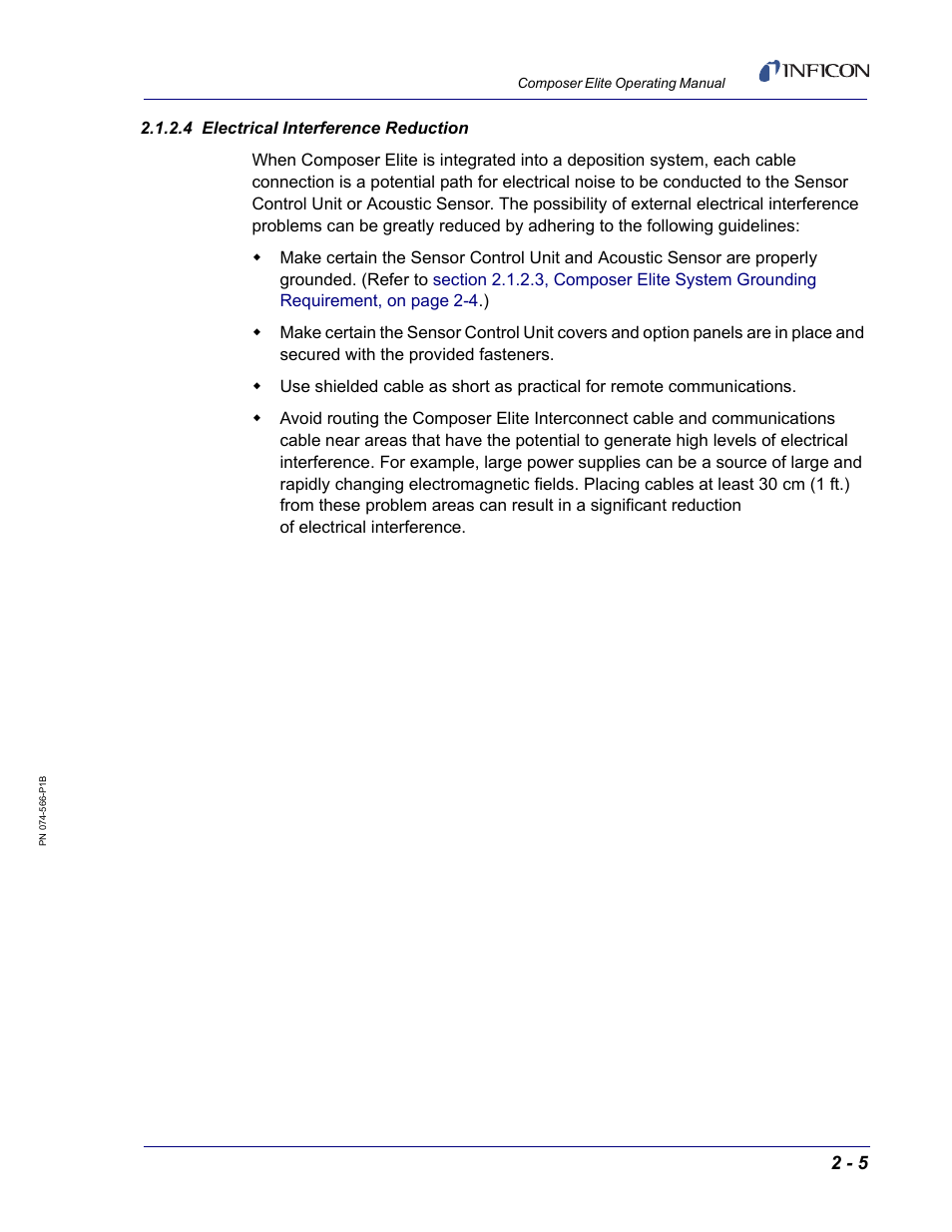 4 electrical interference reduction | INFICON Composer Elite Gas Concentration Monitor User Manual | Page 33 / 152