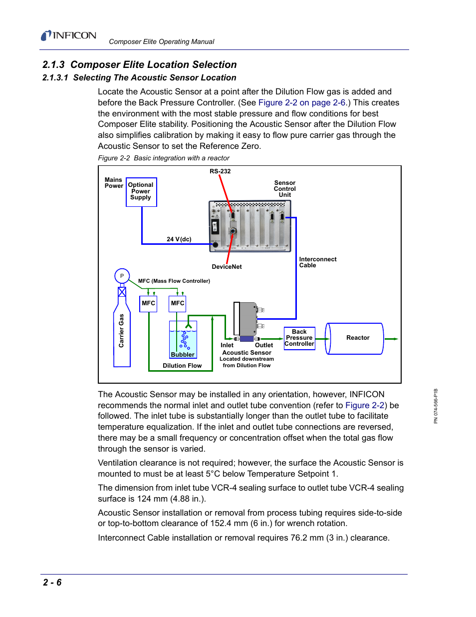 3 composer elite location selection, 1 selecting the acoustic sensor location, Section 2.1.3 | INFICON Composer Elite Gas Concentration Monitor User Manual | Page 34 / 152