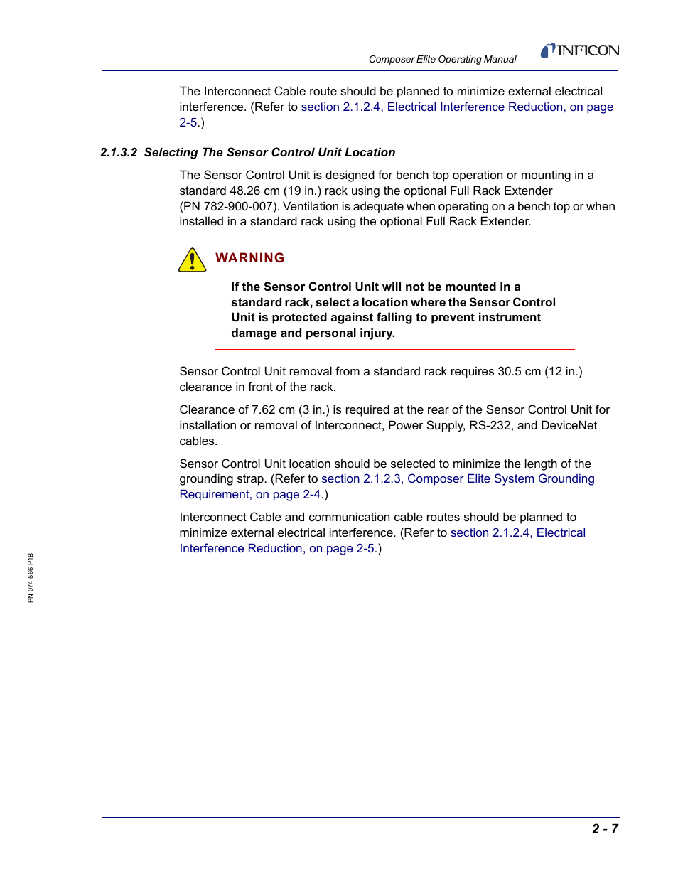 2 selecting the sensor control unit location | INFICON Composer Elite Gas Concentration Monitor User Manual | Page 35 / 152