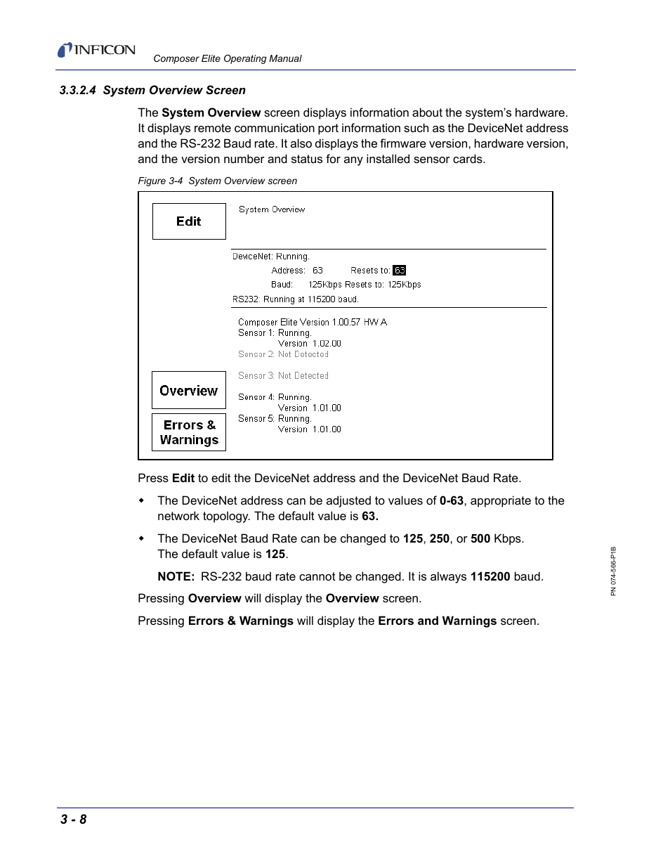 4 system overview screen | INFICON Composer Elite Gas Concentration Monitor User Manual | Page 48 / 152