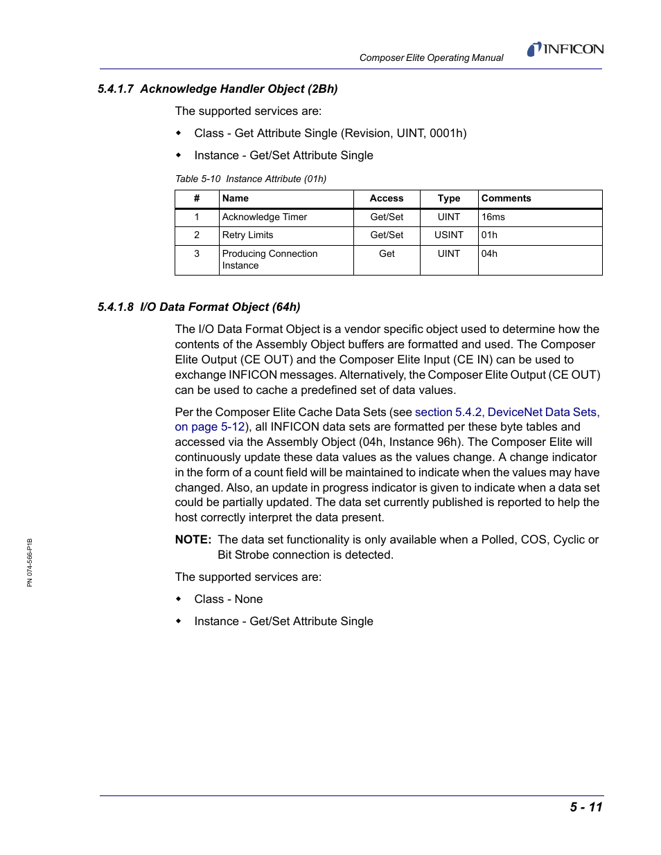 7 acknowledge handler object (2bh), 8 i/o data format object (64h) | INFICON Composer Elite Gas Concentration Monitor User Manual | Page 77 / 152