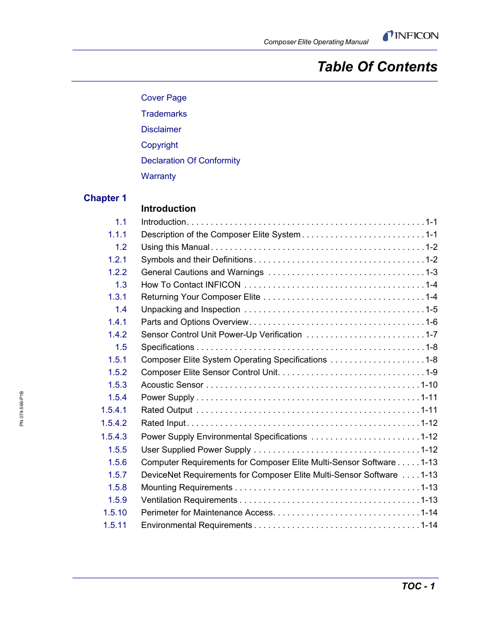 INFICON Composer Elite Gas Concentration Monitor User Manual | Page 9 / 152